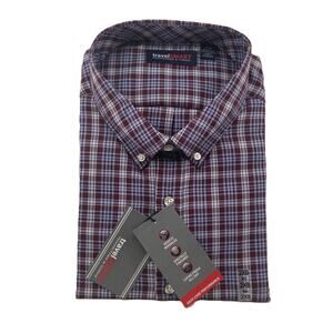 Roundtree & Yorke TravelSmart Big & Tall Men's 2XB Dress Shirt Plaid NEW